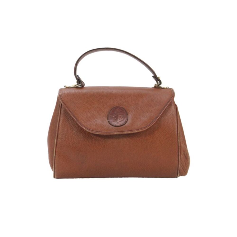 Mark Cross Womens Leather Top Handle Crossbody Handbag Caramel Brown
